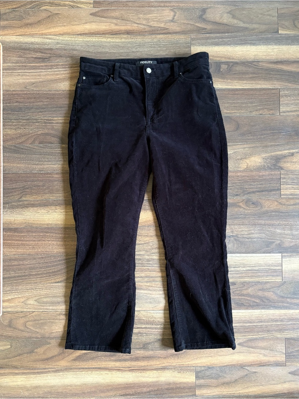 Fidelity Black Corduroy Ankle Jeans
